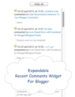 recent comments widget, blogger gadgets, blogspot tricks