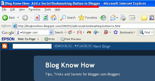 How Blogger Title Tags are viewed in an IE browser