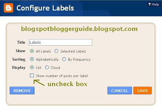 Turn Off Labels Counter in Blogger