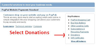 Select Donations from Paypal Merchant Services page