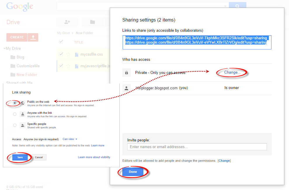 javascript css file sharing