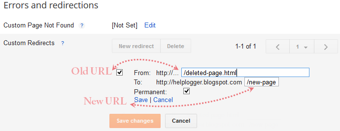 custom redirects, redirect old url to new url