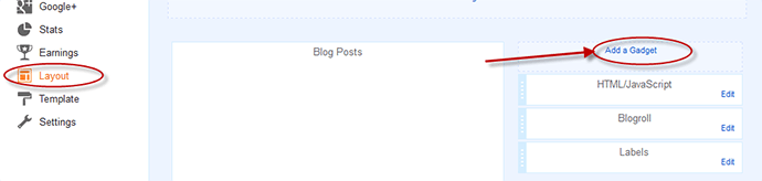 blogger layout, add a gadget