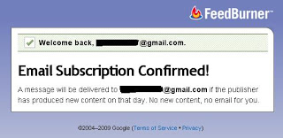 Feedburner Email Subscription Confirmed notice