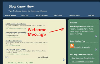 Welcome Message Added to Blogger