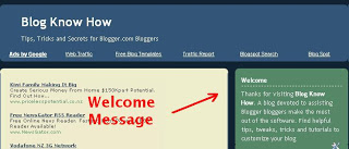 Add Welcome Message to Blogger