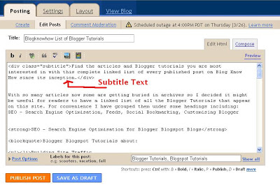 Add a Subtitle to a Blogger Post