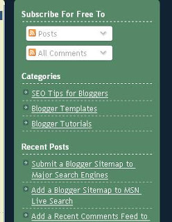 Example of Categories Section from Blog Know How sidebar