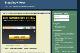 Blogger Sidebar Widget Featuring Recent Posts Feed on the Blog Know Know website