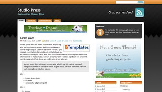 Blogger Template - Studio Press Orange theme - 3 column, ads ready, Adsense ready, white, orange, banners, rss link, search box, make money, fixed width, rounded corners